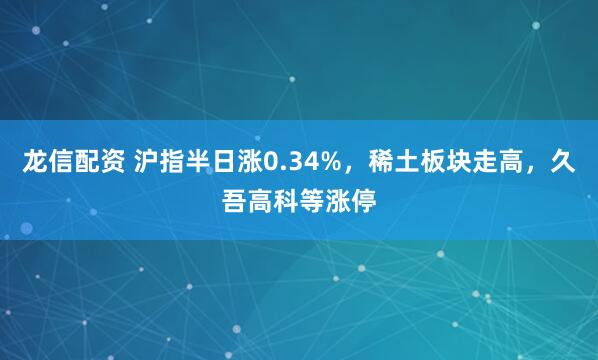 龙信配资 沪指半日涨0.34%,稀土板块走高,久吾高科等涨停
